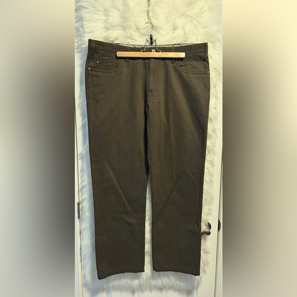 Kenneth Cole Brown Straight-Leg Tweed Like Pants